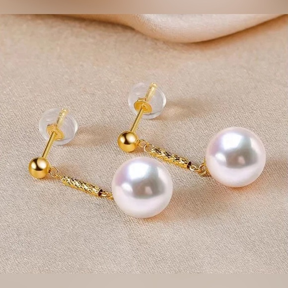🌸18 K Yellow Gold and Freshwater Pearls earrings 🌸 - Picture 7 of 7